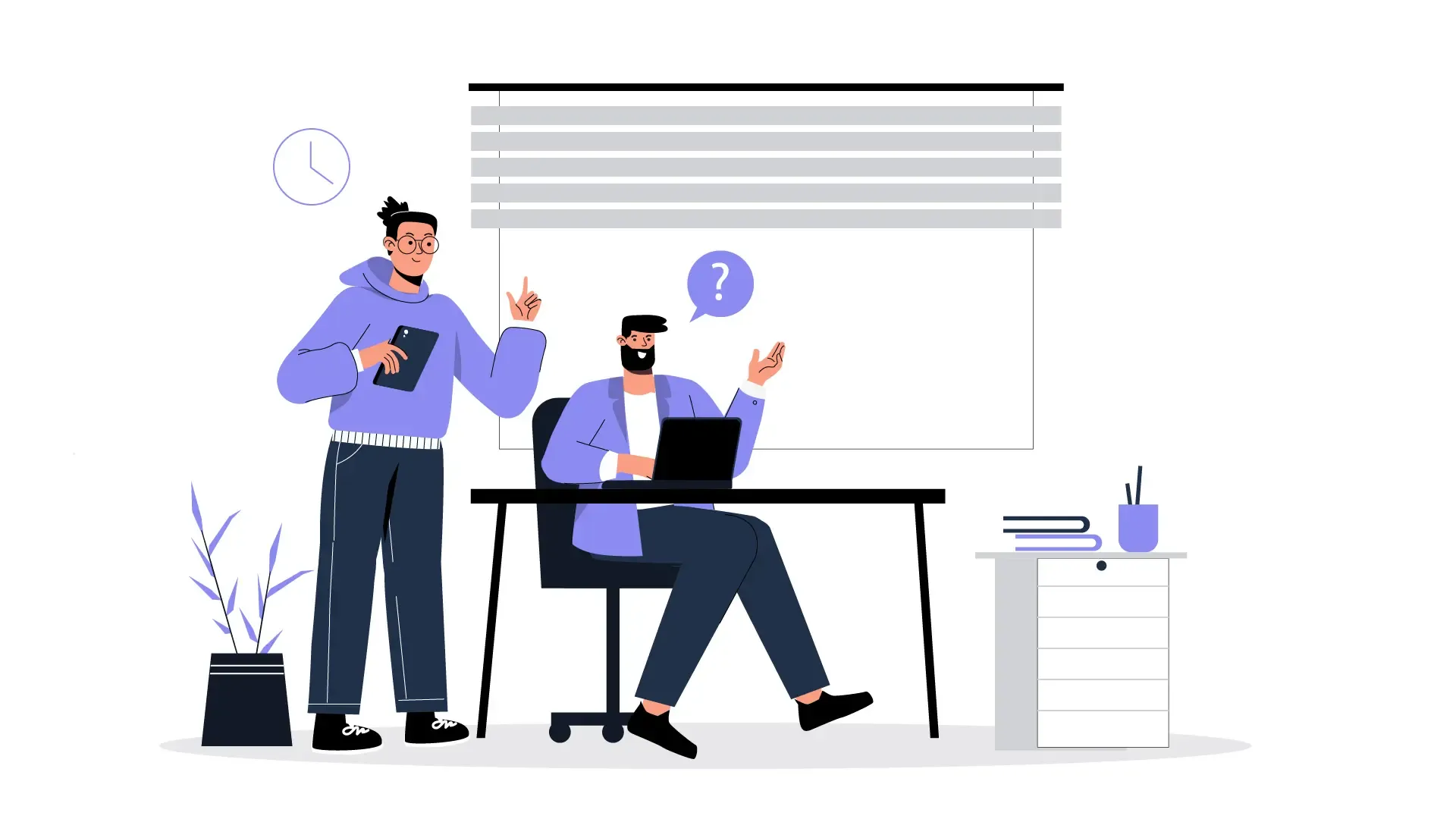 Employees Collaborating on Business Query 2D Vector Illustration image